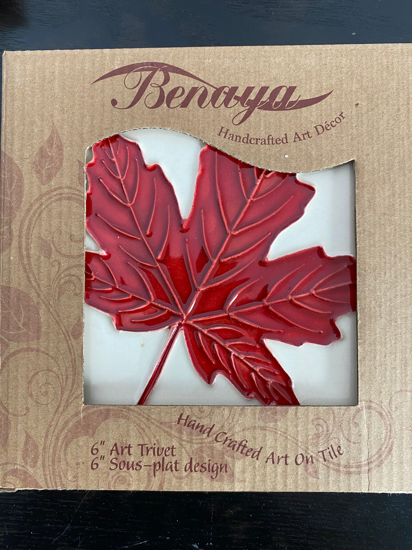 Ceramic art tile of maple leaf