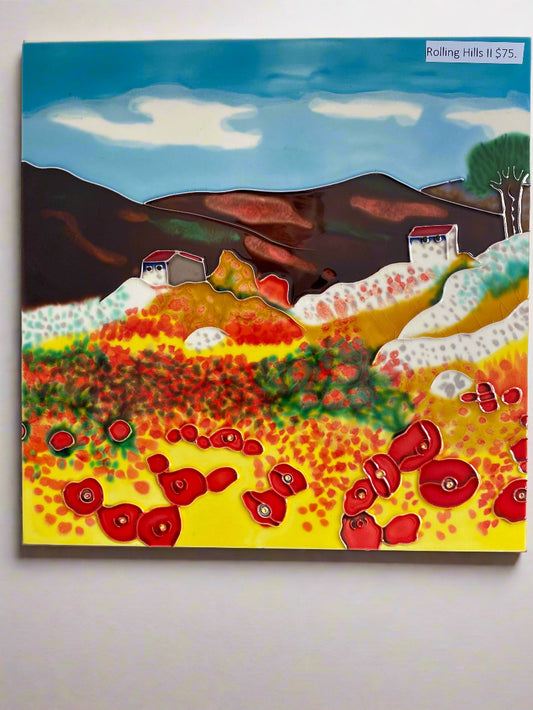 Ceramic art tile of rolling hills