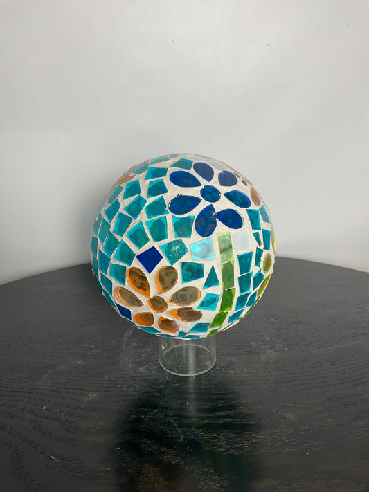 6” Mosaic Glass Gazing Ball, Floral Fields