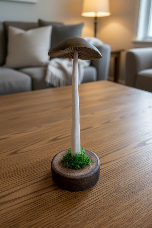 Wooden carved mushroom by Adam Mack