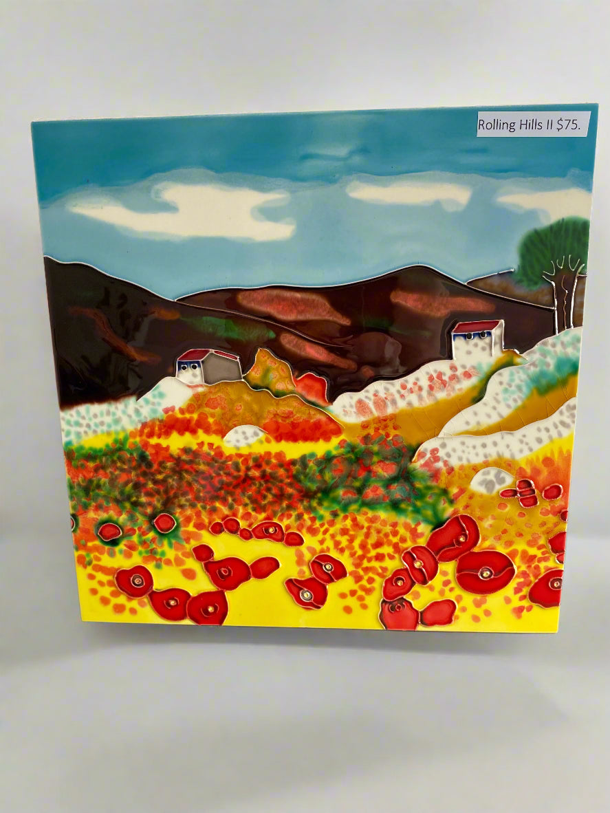 Ceramic art tile of rolling hills