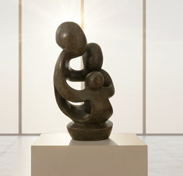 Stone Sculpture family of 3 carved in Zimbabwe