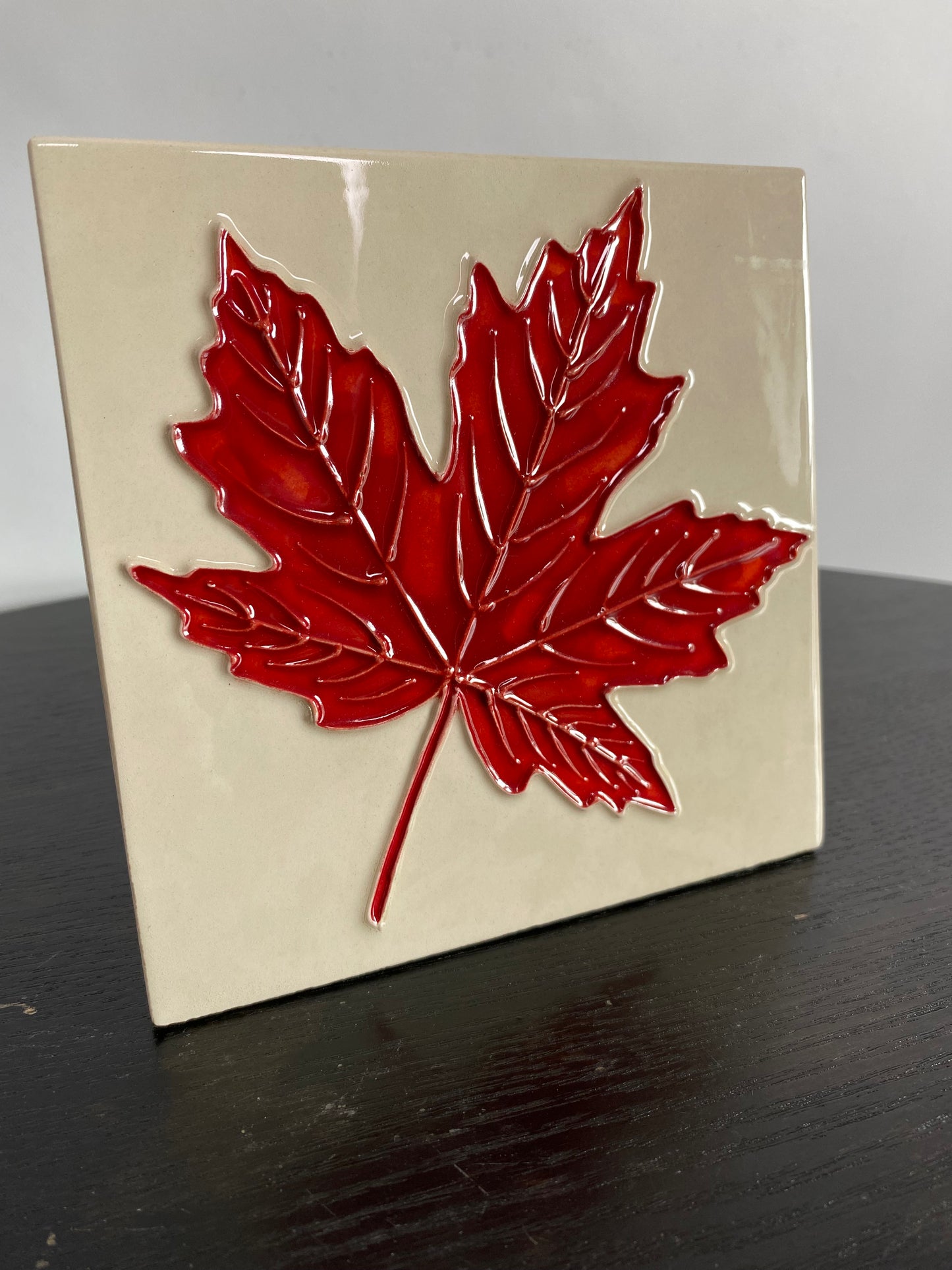 Ceramic art tile of maple leaf