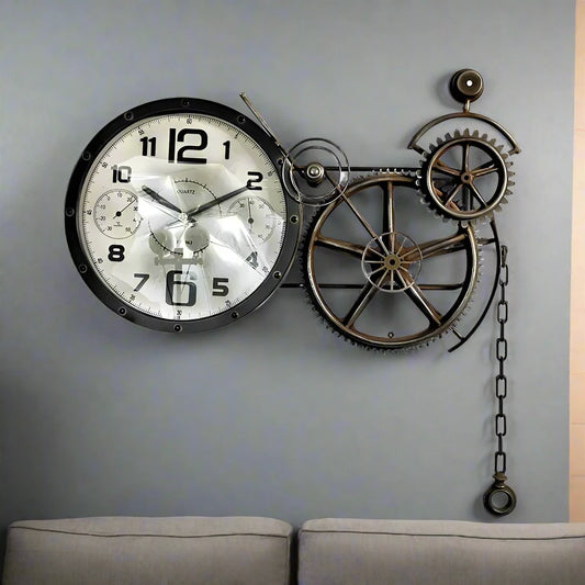 Clock with Gears and Pulleys for Industrial look