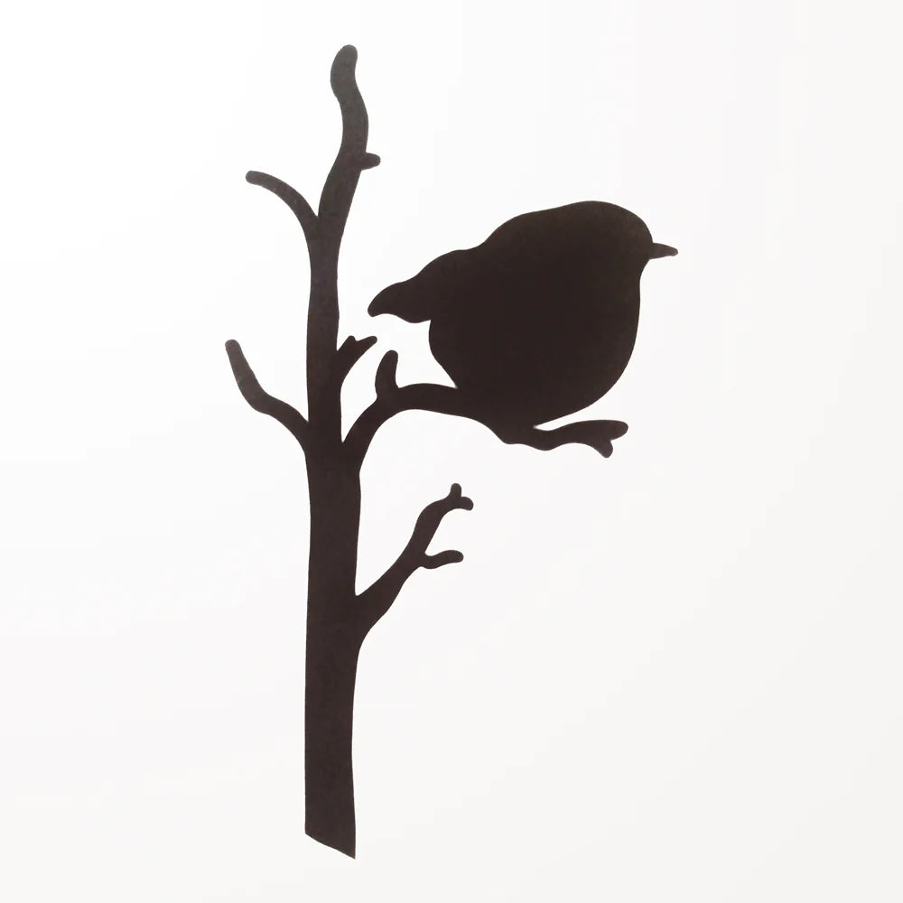 Round Bird on Branch - Metal