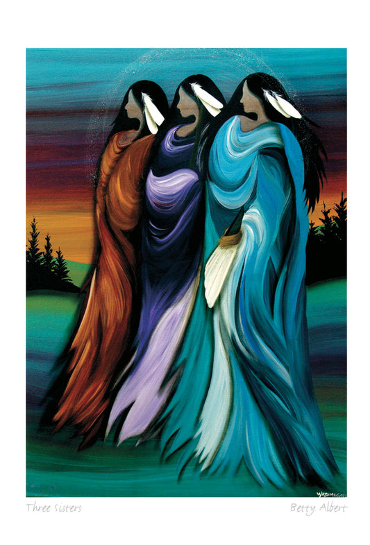 Three sisters art card by artist Betty Albert