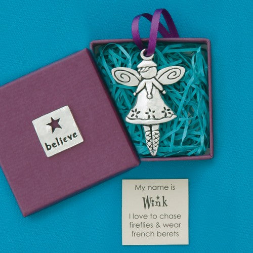 Pewter fairy ornament made in canada