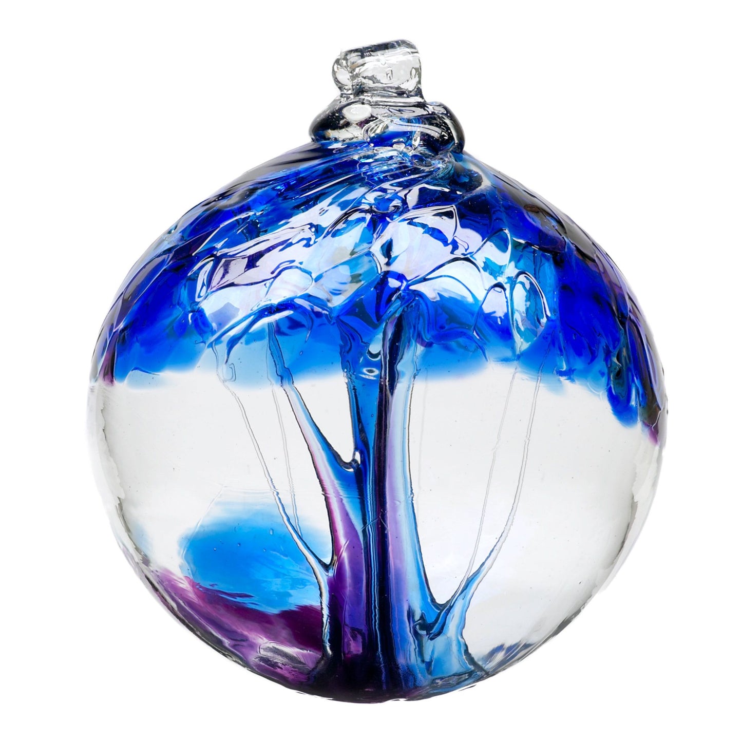 Tree of Winter Glass Orb - 6"