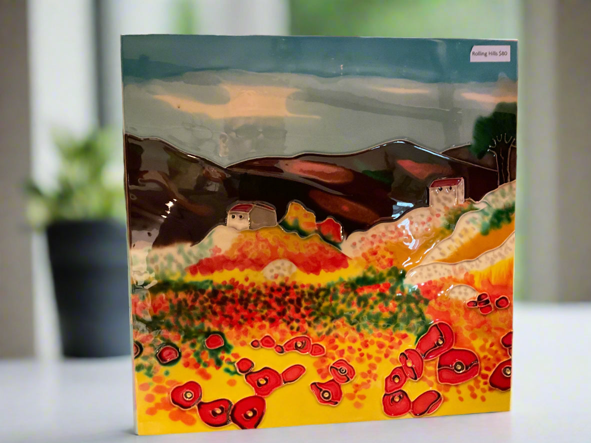 Ceramic art tile of rolling hills
