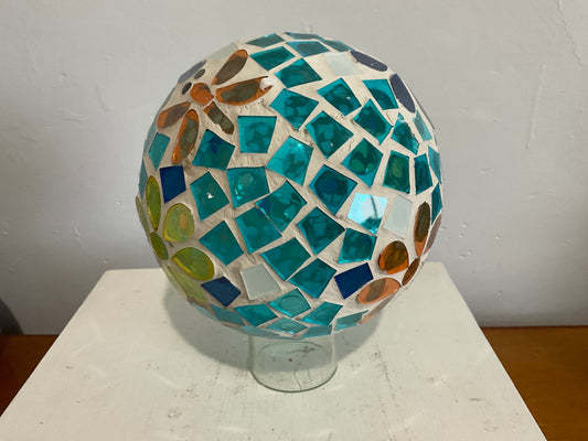 6” Mosaic Glass Gazing Ball, Floral Fields
