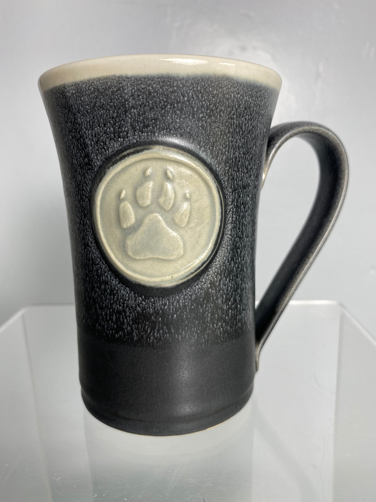 Pottery Mug - Paw Print - Black and White pavlo Pottery