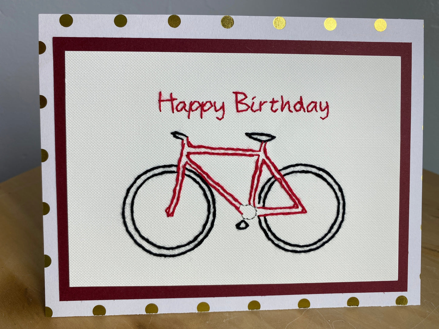 Hand Stitched Birthday Card with Bicycle