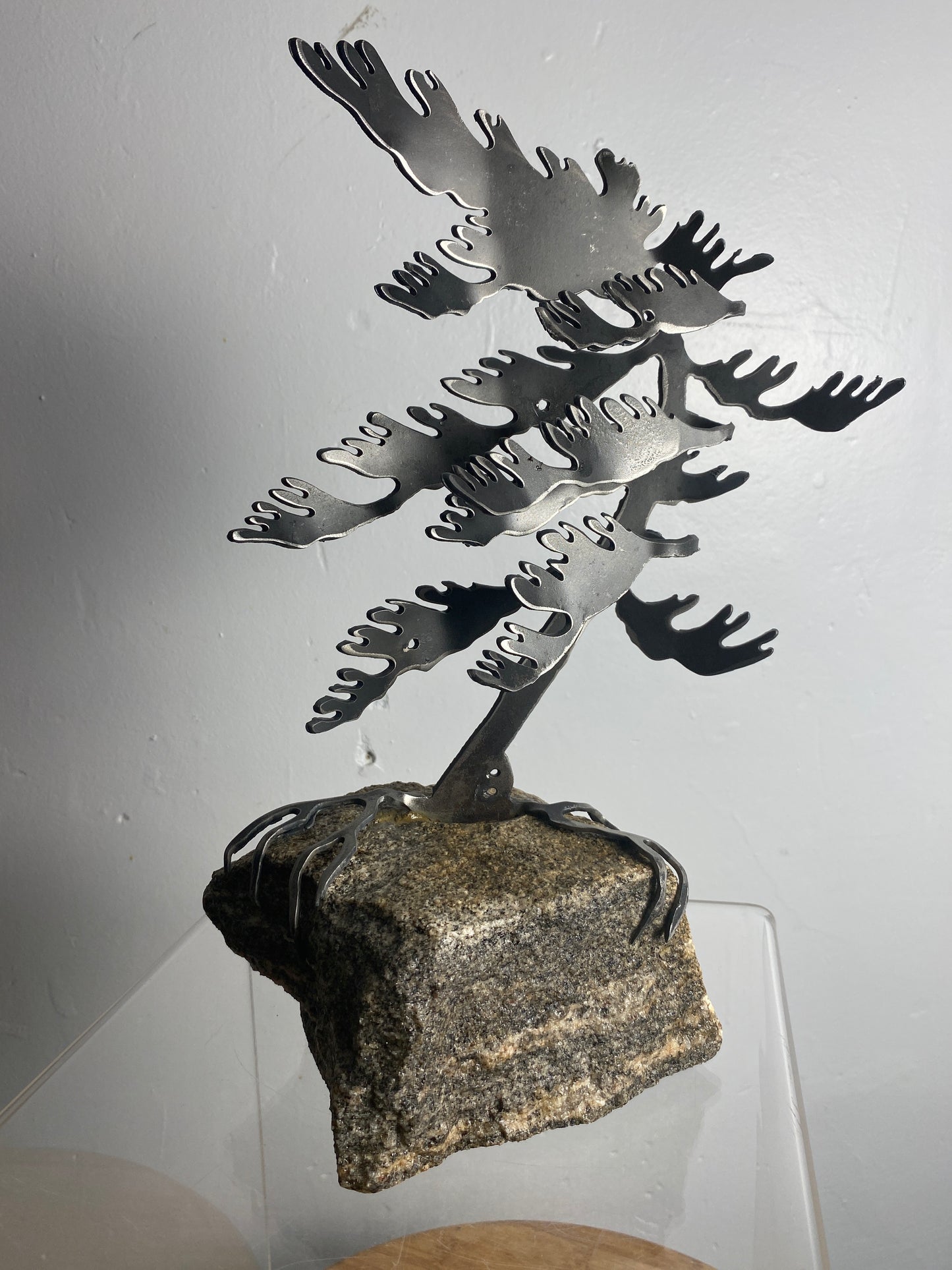 Windswept Pine Steel Sculpture on Granite by Canadian Artist Cathy Mark #31