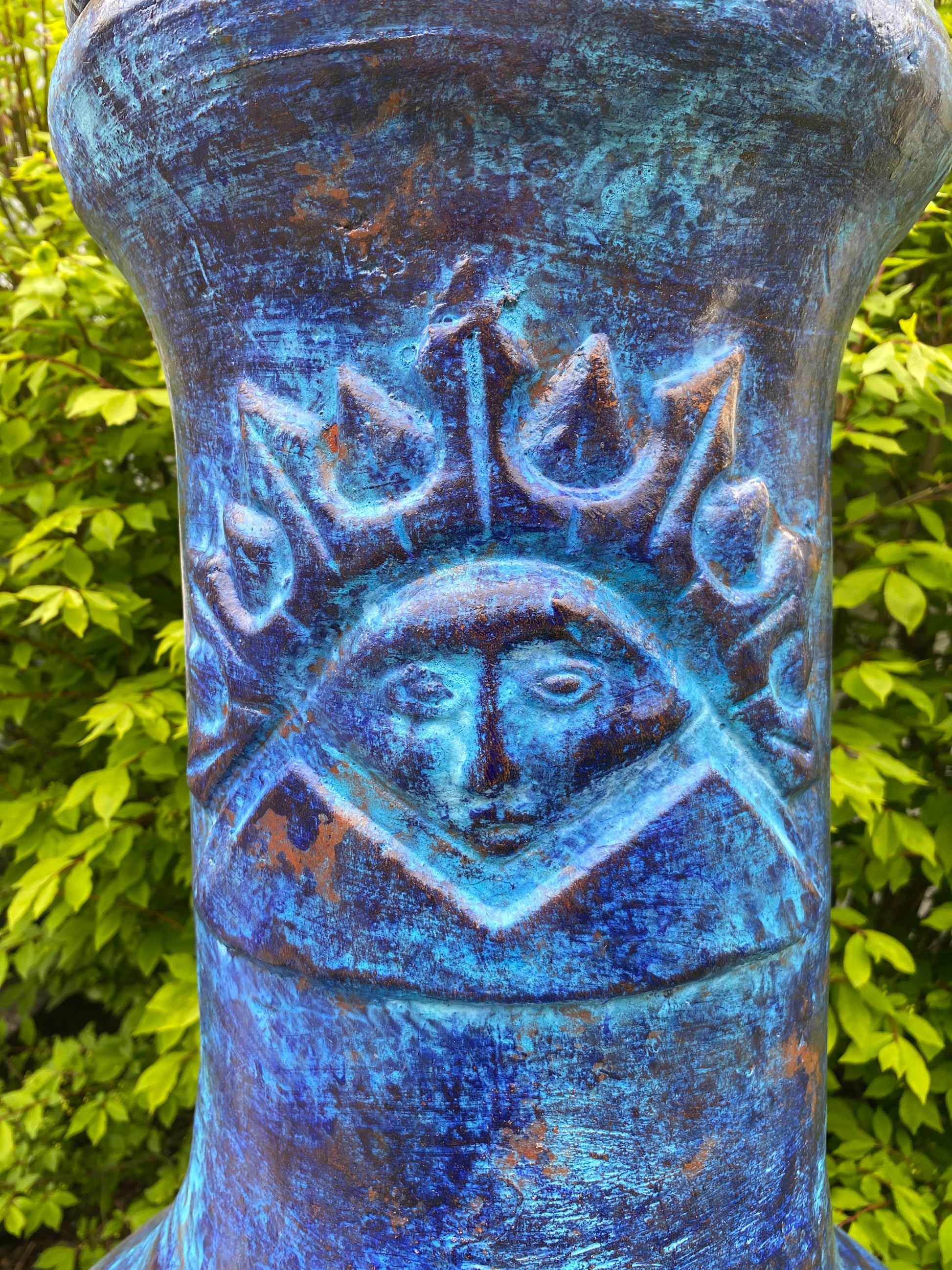 Chiminea Large — Made in Mexico #11 Blue sun face