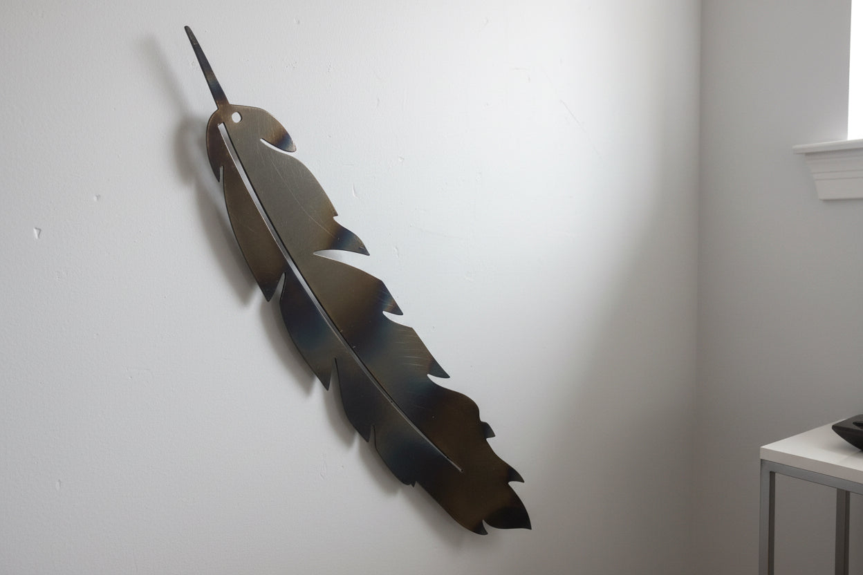 Burnt metal feather