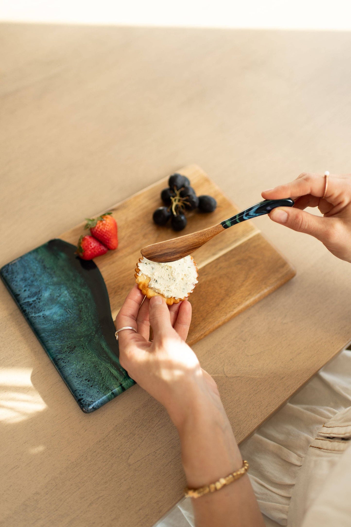 Acacia Cheese Spreader with Resin Accent