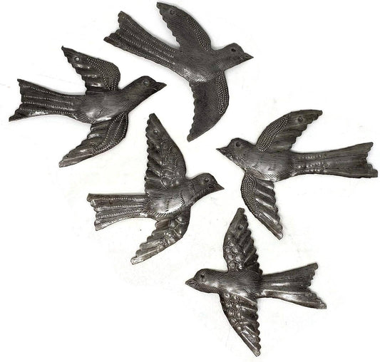 Set of 5 Birds, Garden Home Décor, Metal Plaques