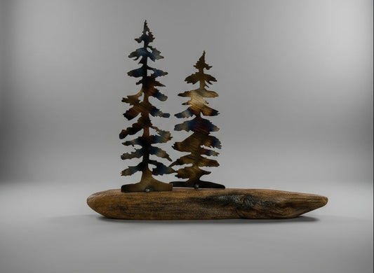 metal trees on wood base from lake ontario
