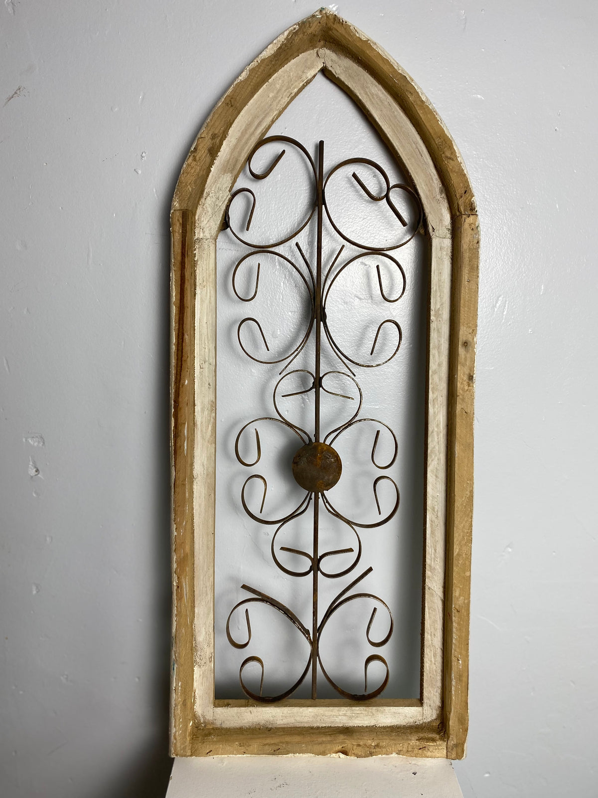 Messina Decorative window panel, white frame with metal finials