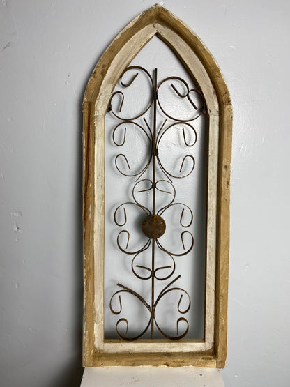 Messina Decorative window panel, white frame with metal finials
