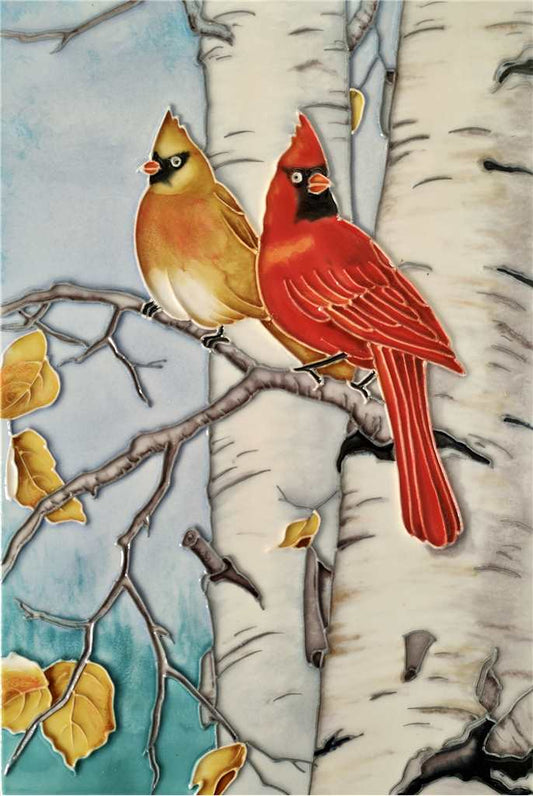 Cardinals 8x12" Hand Painted Tile
