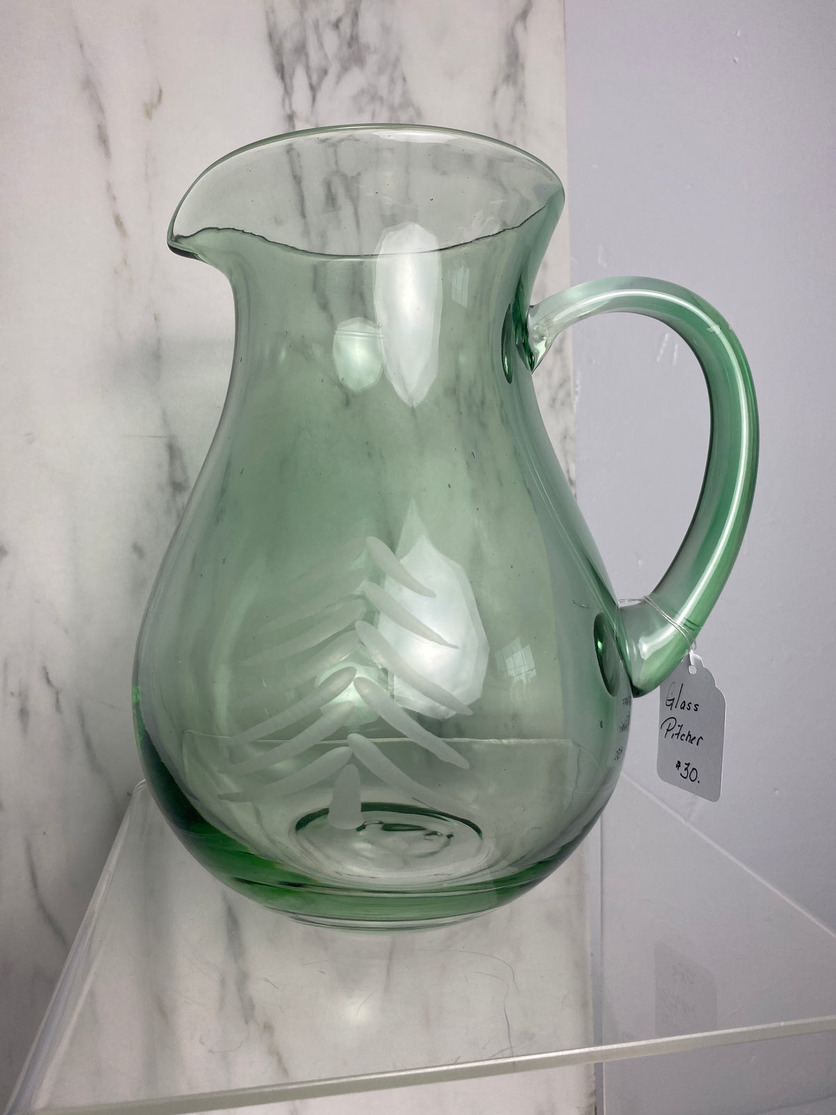 Christmas Tree Glass Pitcher – 9″ Tall