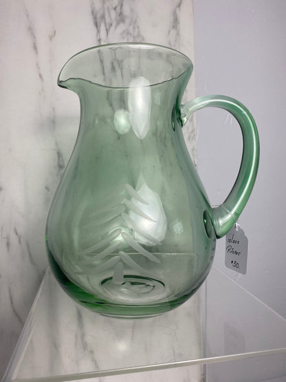 Christmas Tree Glass Pitcher – 9″ Tall