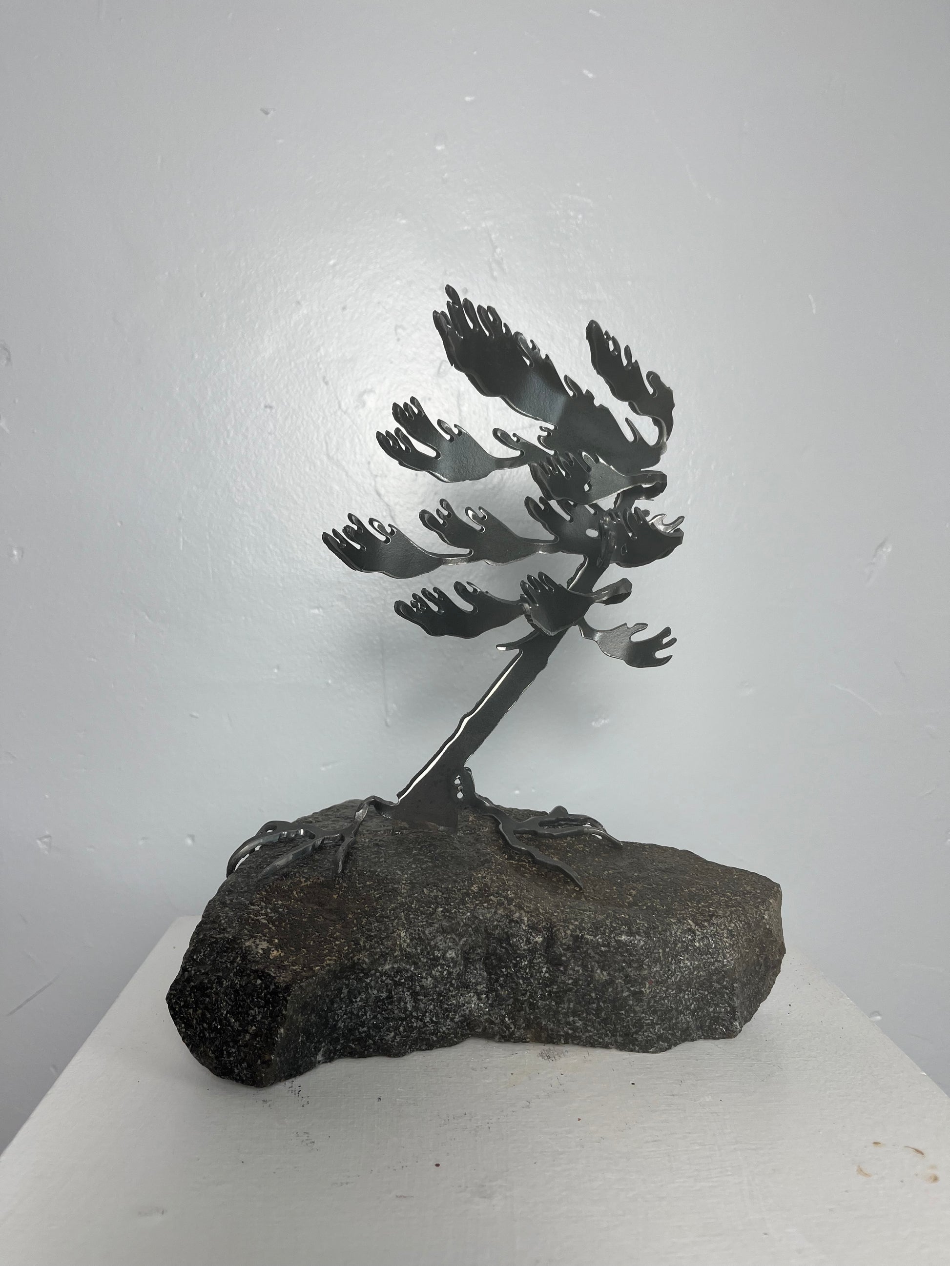 Cathy mark windswept metal tree on stone