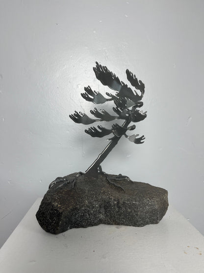 Cathy mark windswept metal tree on stone