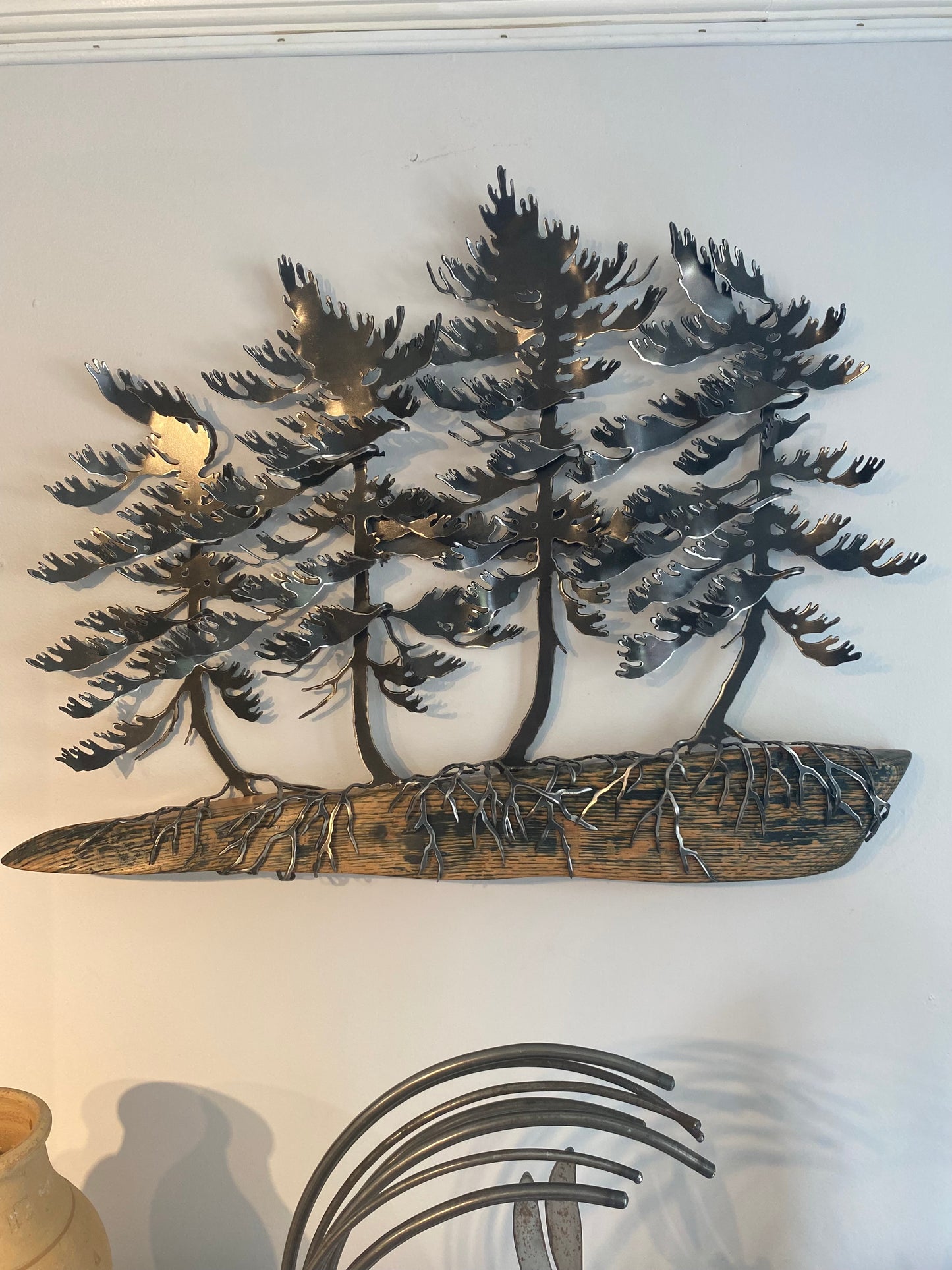 Windswept Trees on Oak Wall Art - By Cathy Mark
