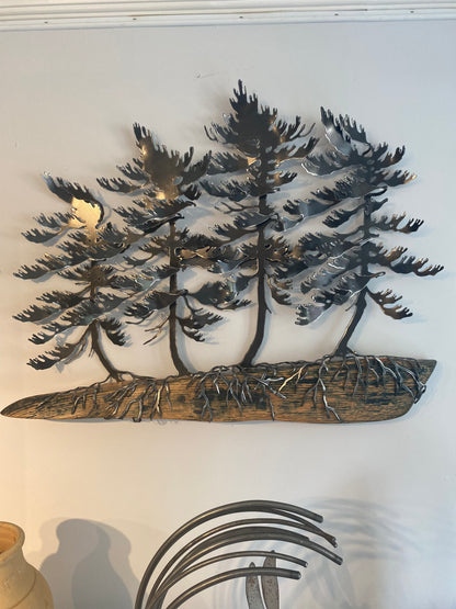 Windswept Trees on Oak Wall Art - By Cathy Mark