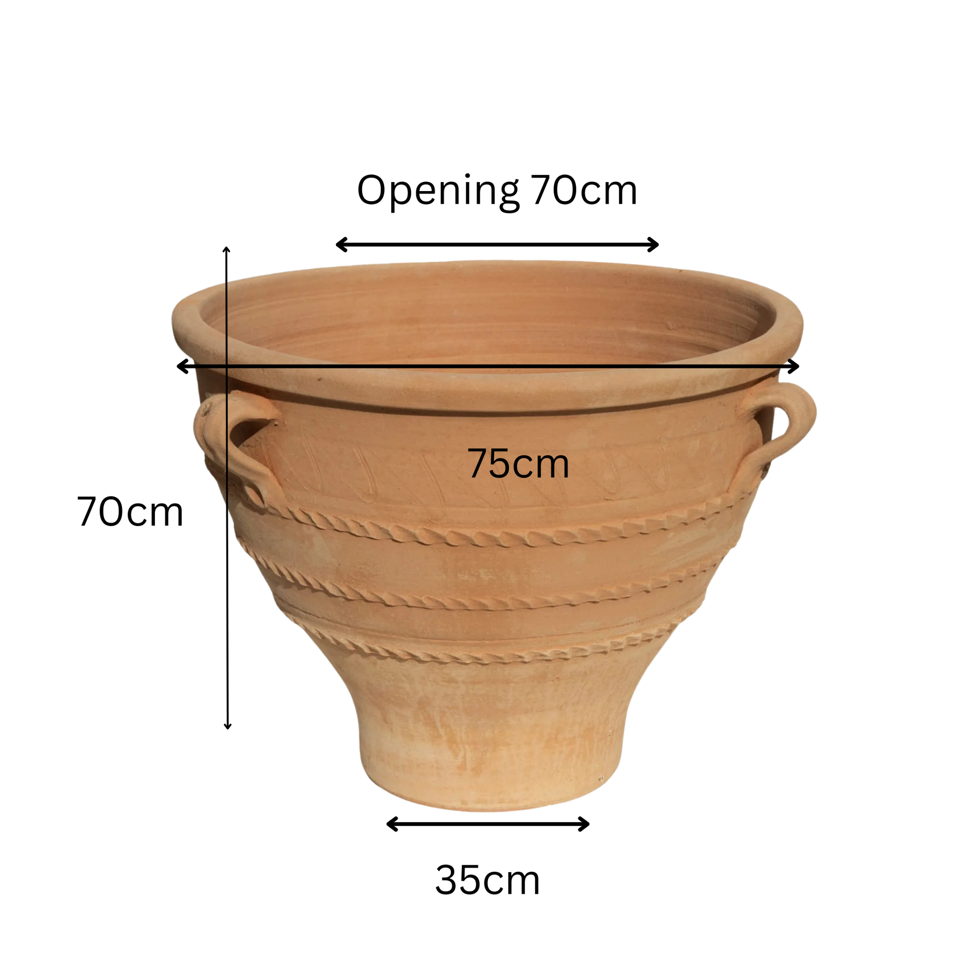 Roumbaki Cretan Planter - Oversized Planter - Measurements