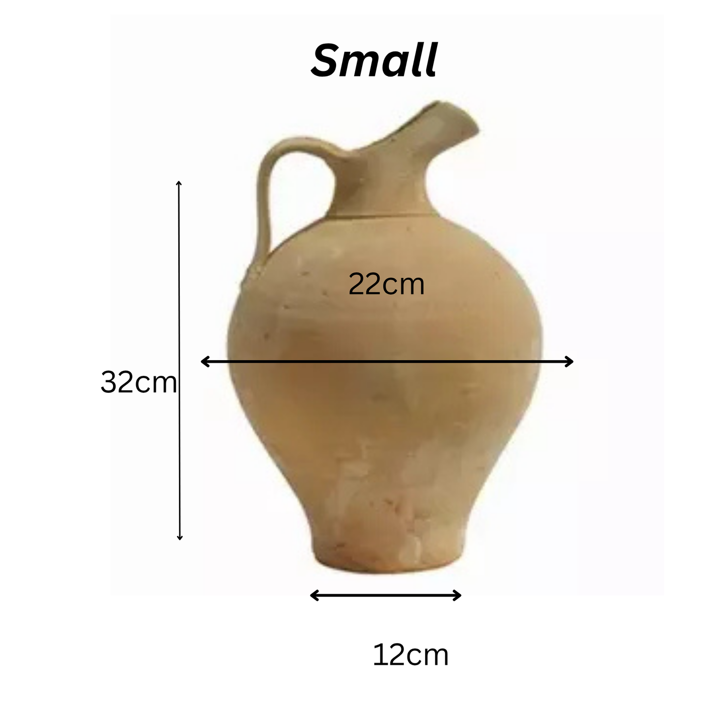 Small ceramic jug with measurements on a white background
