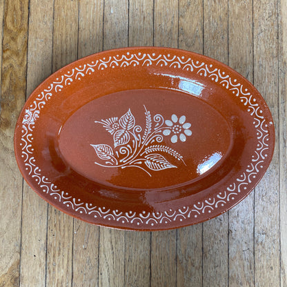 Traditional Clay Oval Tray 13.5 x 9.5” – Hand-Painted Portuguese Terracotta
