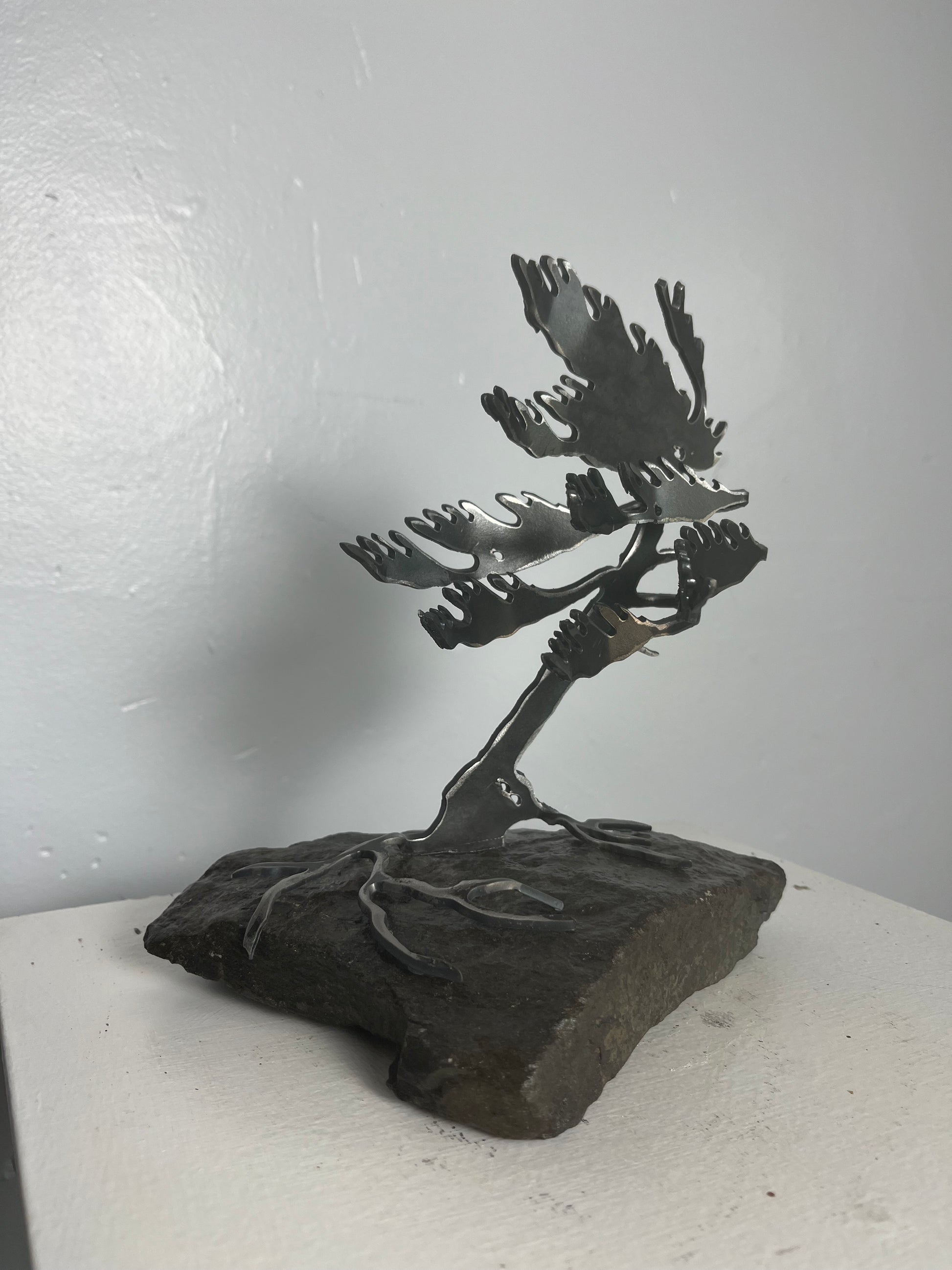 Cathy mark windswept metal tree on stone