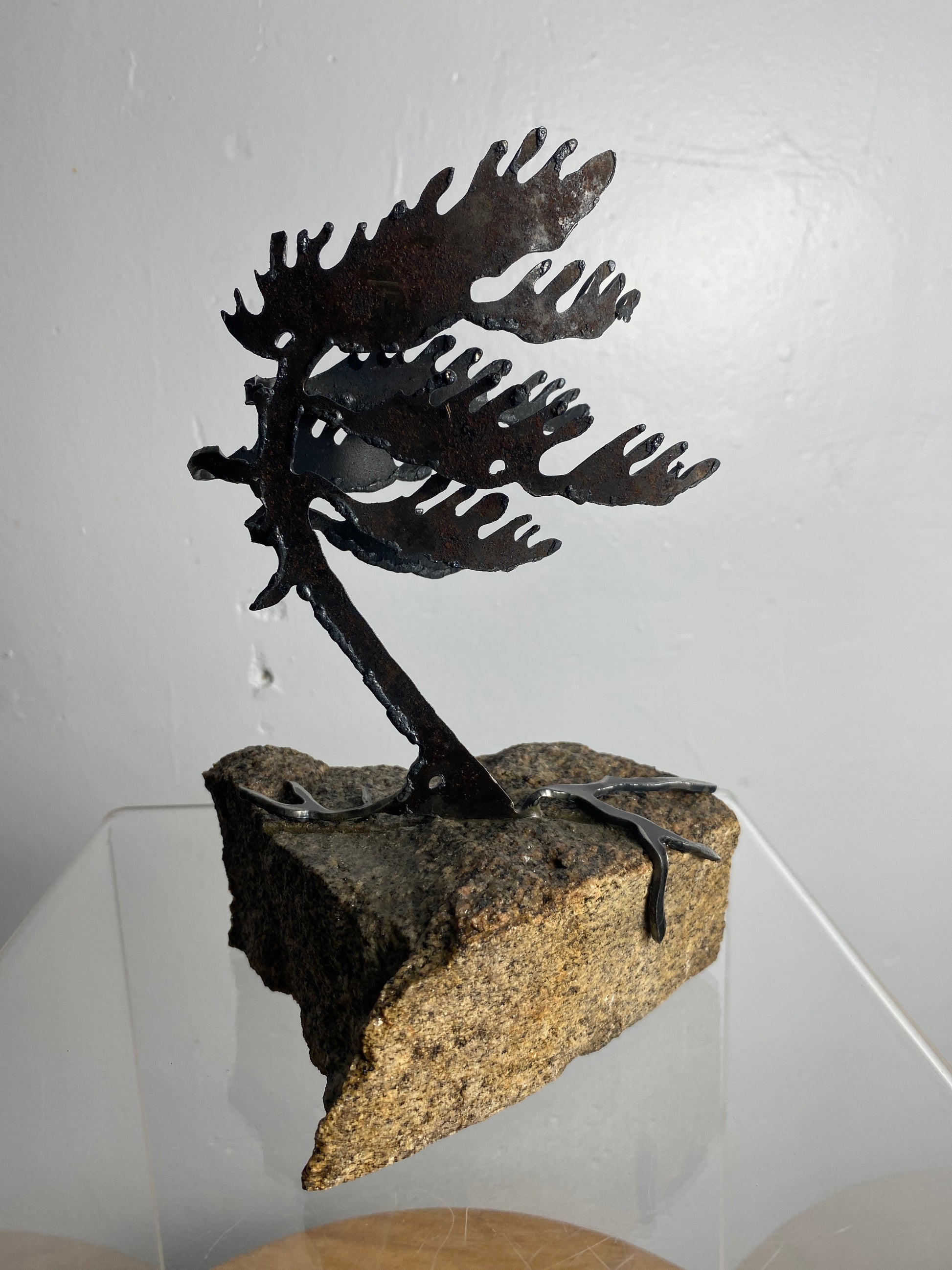 Windswept Pine Steel Sculpture on Granite by Canadian Artist Cathy Mark #41