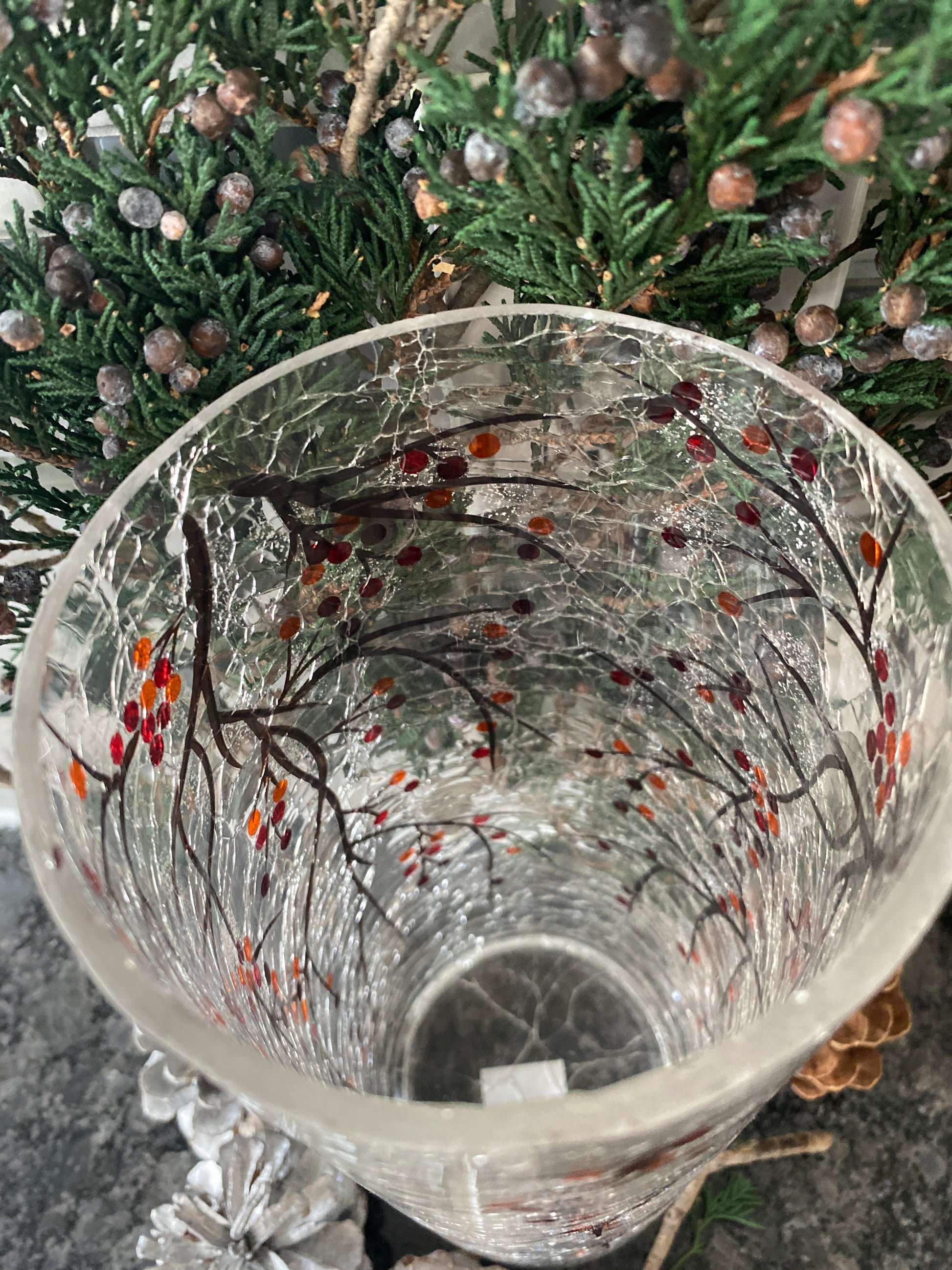 Winter Berry Hurricane Vase