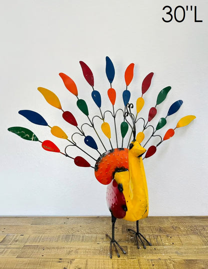 Colourful Tin Peacock - Made in Mexico from Recycled Metal