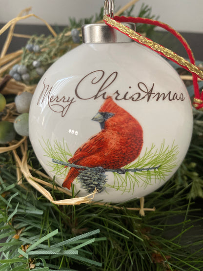 Cardinal Merry Christmas Ornament