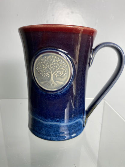 Tree of Life Mug - Canadian Made Pottery - Cranberry Red - Pavlo Pottery