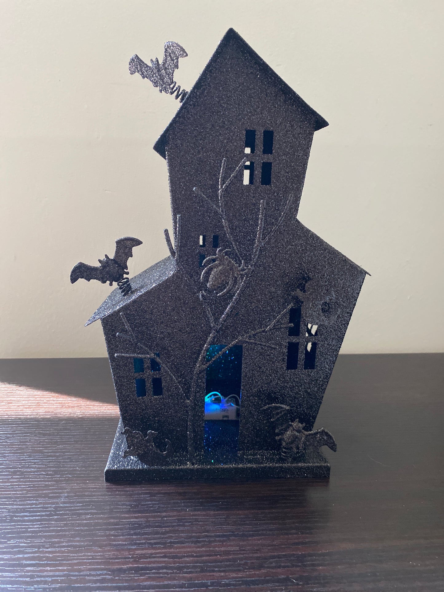 Light-Up Haunted House with Black Glitter
