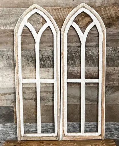 White Large Pisa Wood Window - Made in Mexico