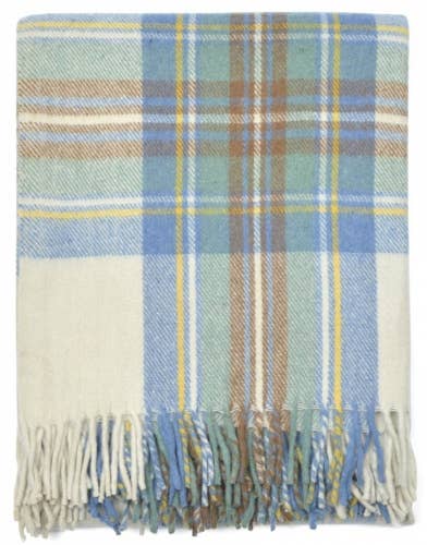 Stewart Muted Blue Deluxe Highland Wool Blanket