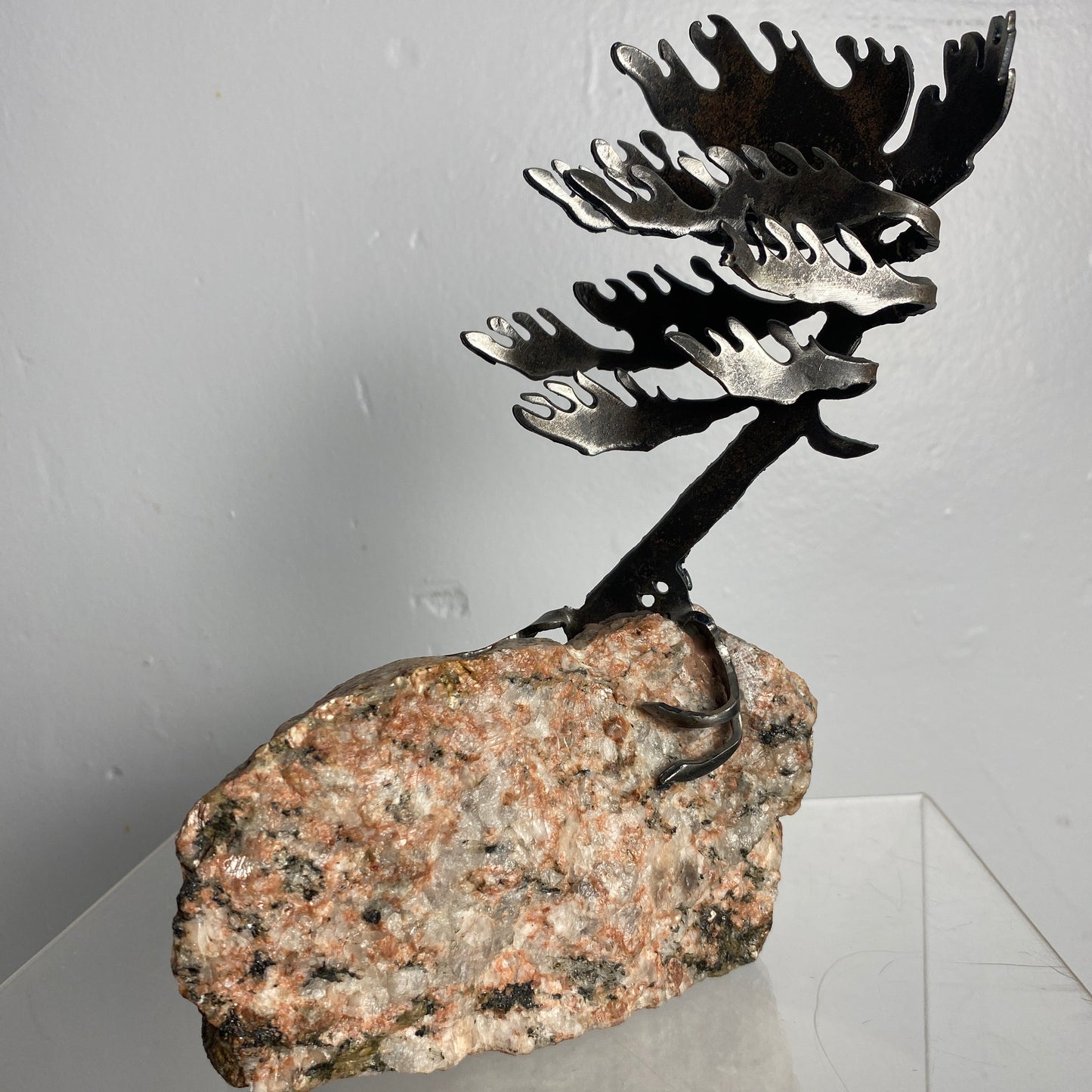 Windswept Pine Steel Sculpture on Granite by Canadian Artist Cathy Mark #48