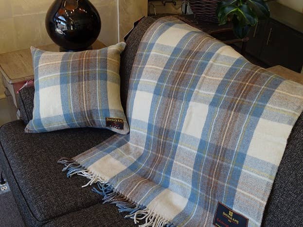 Stewart Muted Blue Deluxe Highland Wool Blanket