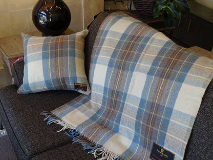 Stewart Muted Blue Deluxe Highland Wool Blanket