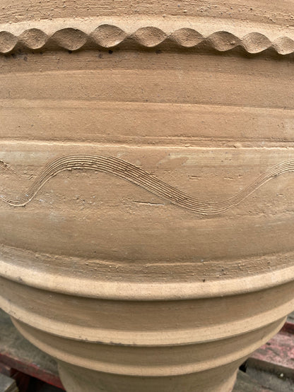 Palace Cretan Terracotta Pot -close up of wavy design