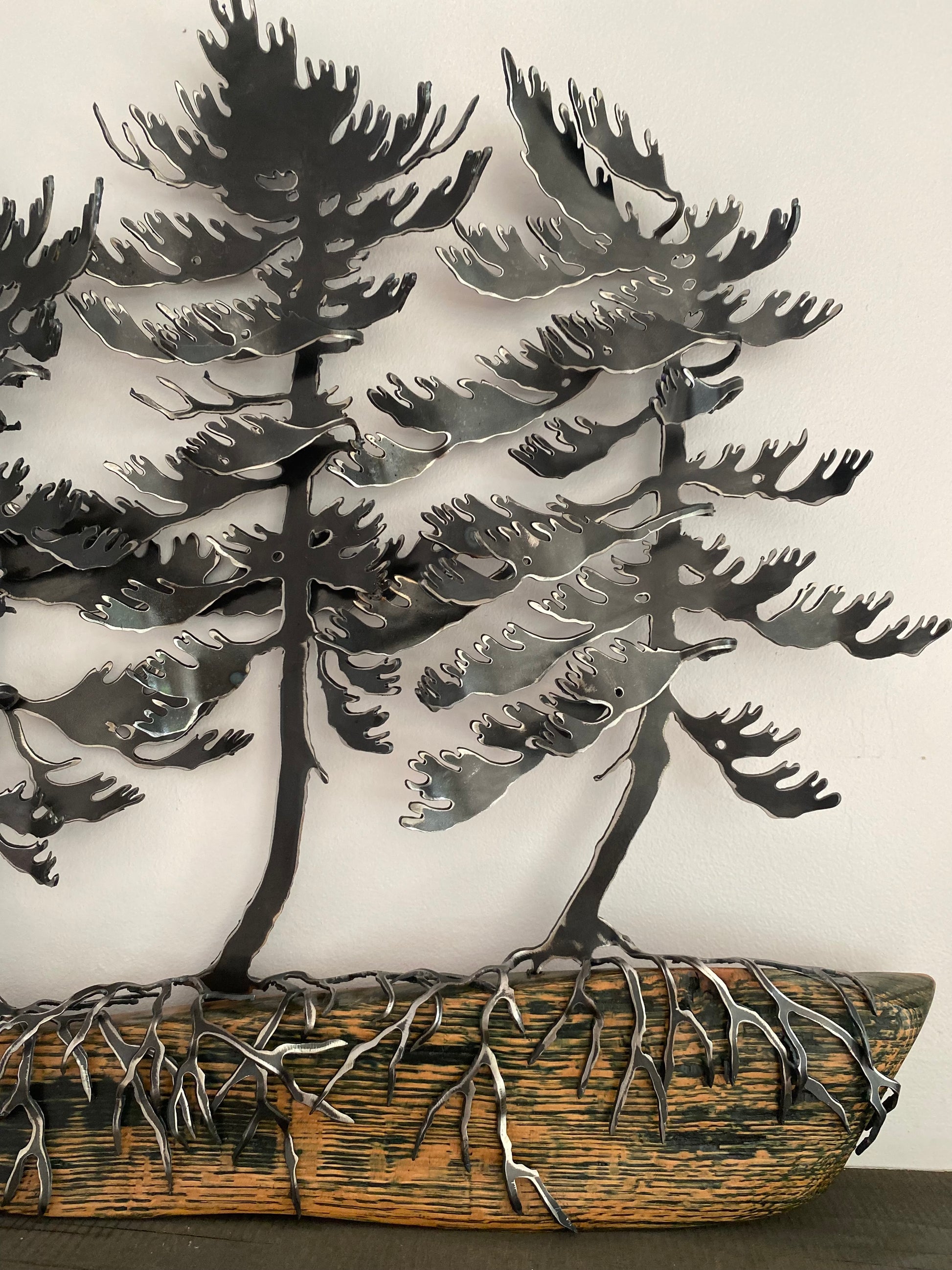 Windswept Trees on Oak Wall Art - By Cathy Mark