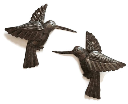 6" Set of 2 Hummingbirds, 3D Wings, Home Garden Accent