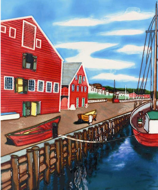 Hand Painted Tile of Dock Side